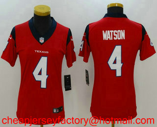 Women's Houston Texans #4 Deshaun Watson Red 2017 Vapor Untouchable Stitched NFL Nike Limited Jersey