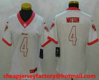 Women's Houston Texans #4 Deshaun Watson White Pink 2016 Color Rush Fashion NFL Nike Limited Jersey