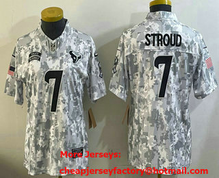 Women's Houston Texans #7 CJ Stroud 2024 FUSE Arctic Camo Salute to Service Limited Stitched Jersey