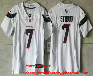 Women's Houston Texans #7 CJ Stroud White Limited White 2024 FUSE Vapor Jersey