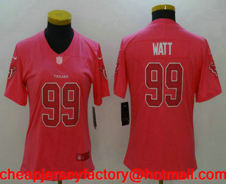 Women's Houston Texans #99 J.J. Watt Pink Fashion 2017 Rush NFL Nike Limited Jersey