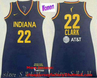 Women's Indiana Fever Caitlin Clark #22 Navy Blue Stitched Basketball Nike WNBA Dress