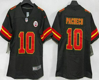 Women's Kansas City Chiefs #10 Isiah Pacheco Limited Black Vapor Jersey