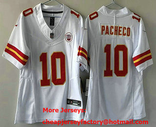Women's Kansas City Chiefs #10 Isiah Pacheco White FUSE Limited Stitched Jersey