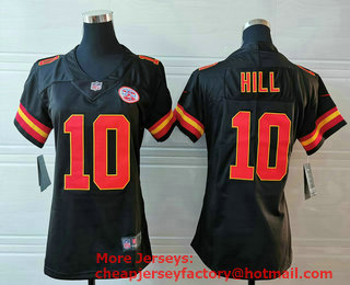 Women's Kansas City Chiefs #10 Tyreek Hill Black 2017 Vapor Untouchable Stitched NFL Nike Limited Jersey