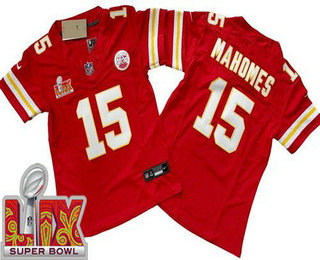 Women's Kansas City Chiefs #15 Patrick Mahomes Limited Red Super Bowl LIX FUSE Vapor Jersey