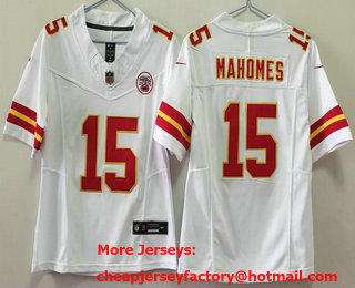 Women's Kansas City Chiefs #15 Patrick Mahomes Limited White FUSE Vapor Jersey