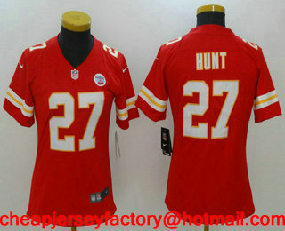Women's Kansas City Chiefs #27 Kareem Hunt Red 2017 Vapor Untouchable Stitched NFL Nike Limited Jersey
