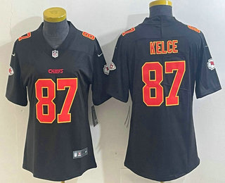 Women's Kansas City Chiefs #87 Travis Kelce Black Fashion Vapor Limited Stitched Jersey
