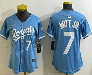 Women's Kansas City Royals #7 Bobby Witt Jr Light Blue Limited Jersey