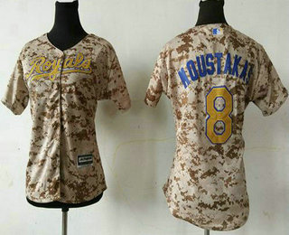 Women's Kansas City Royals #8 Mike Moustakas Camo Fashion Jersey