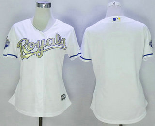 Women's Kansas City Royals Blank White World Series Champions Gold Program Baseball Jersey