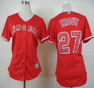 Women's LA Angels of Anaheim #27 Mike Trout Red 2015 Cool Base Jersey