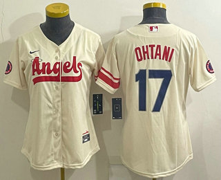 Women's Los Angeles Angels #17 Shohei Ohtani Cream 2022 City Connect Cool Base Stitched Jersey