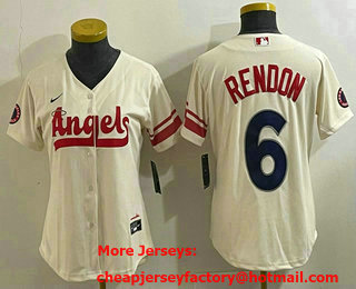 Women's Los Angeles Angels #6 Anthony Rendon Cream 2022 City Connect Cool Base Stitched Jersey