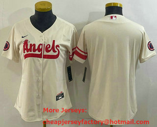 Women's Los Angeles Angels Blank Cream 2022 City Connect Cool Base Stitched Jersey