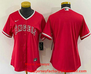Women's Los Angeles Angels Blank Red Stitched MLB Cool Base Nike Jersey