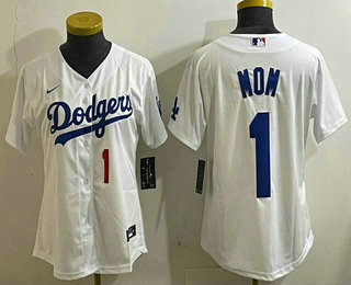 Women's Los Angeles Dodgers #1 MOM Number Black Cool Base Stitched Jersey
