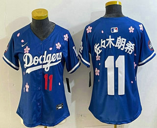 Women's Los Angeles Dodgers #11 Roki Sasaki Blue Japanese 2025 Tokyo Series Limited Jersey