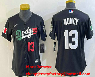 Women's Los Angeles Dodgers #13 Max Muncy Number Black Mexico 2020 World Series Cool Base Nike Jersey