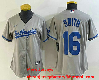 Women's Los Angeles Dodgers #16 Will Smith Gray Alternate Team Logo Cool Base Jersey