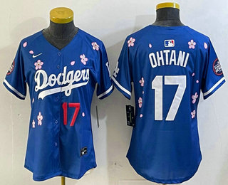 Women's Los Angeles Dodgers #17 Shohei Ohtani Blue 2025 Tokyo Series Cool Base Jersey