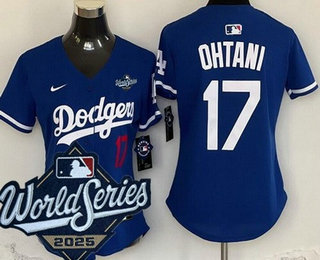 Women's Los Angeles Dodgers #17 Shohei Ohtani Blue 2025 World Series Limited Jersey