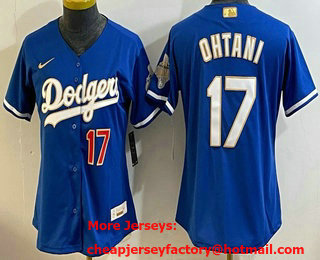 Women's Los Angeles Dodgers #17 Shohei Ohtani Blue 2026 Gold Collection Limited Jersey