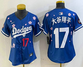 Women's Los Angeles Dodgers #17 Shohei Ohtani Blue Japanese 2025 Tokyo Series Limited Jersey