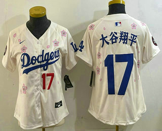 Women's Los Angeles Dodgers #17 Shohei Ohtani Cream Japanese 2025 Tokyo Series Limited Jersey