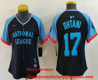 Women's Los Angeles Dodgers #17 Shohei Ohtani Navy 2024 All Star Limited Stitched Jersey