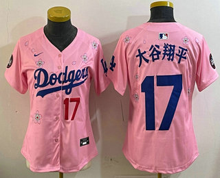 Women's Los Angeles Dodgers #17 Shohei Ohtani Pink Japanese 2025 Tokyo Series Limited Jersey