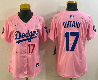 Women's Los Angeles Dodgers #17 Shohei Ohtani Pink Japanese 2025 Tokyo Series Limited Jersey