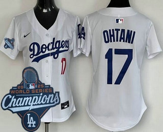 Women's Los Angeles Dodgers #17 Shohei Ohtani White 2025 World Series Champions Limited Jersey
