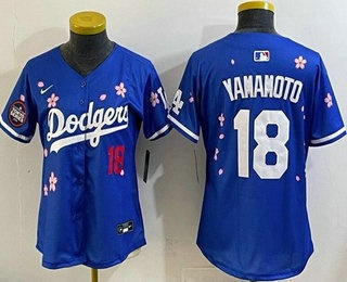 Women's Los Angeles Dodgers #18 Yoshinobu Yamamoto Blue 2025 Tokyo Series Limited Jersey