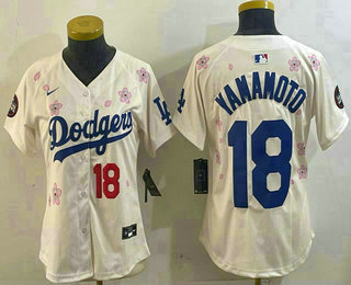 Women's Los Angeles Dodgers #18 Yoshinobu Yamamoto Cream 2025 Tokyo Series Limited Jersey