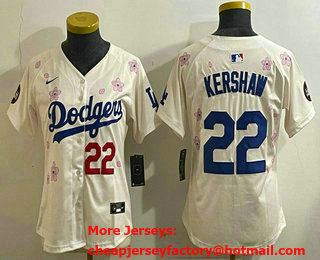 Women's Los Angeles Dodgers #22 Clayton Kershaw Cream 2025 Tokyo Series Limited Jersey