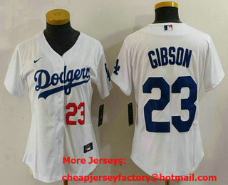 Women's Los Angeles Dodgers #23 Kirk Gibson Number White Cool Base Stitched Jersey