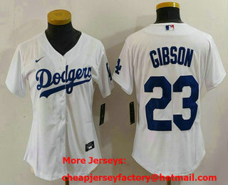 Women's Los Angeles Dodgers #23 Kirk Gibson White Cool Base Stitched Jersey