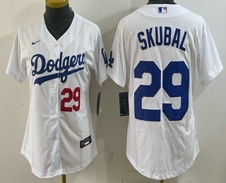 Women's Los Angeles Dodgers #29 Tarik Skubal White Cool Base Stitched Jersey