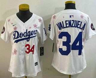 Women's Los Angeles Dodgers #34 Fernando Valenzuela White 2025 Tokyo Series Limited Jersey