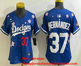 Women's Los Angeles Dodgers #37 Teoscar Hernandez Blue 2025 Tokyo Series Limited Jersey