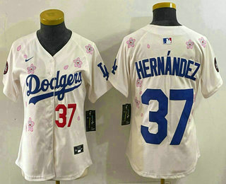 Women's Los Angeles Dodgers #37 Teoscar Hernandez Cream 2025 Tokyo Series Limited Stitched Jersey
