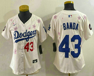 Women's Los Angeles Dodgers #43 Anthony Banda Cream 2025 Tokyo Series Limited Jersey
