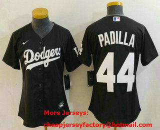 Women's Los Angeles Dodgers #44 Vicente Padilla Black Cool Base Stitched Jersey