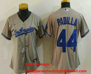 Women's Los Angeles Dodgers #44 Vicente Padilla Grey With los Cool Base Stitched Jersey