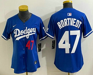 Women's Los Angeles Dodgers #47 Ben Rortvedt Blue Limited Jersey