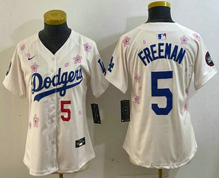 Women's Los Angeles Dodgers #5 Freddie Freeman Cream 2025 Tokyo Series Limited Jersey