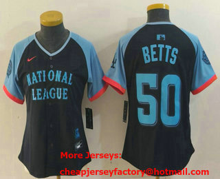 Women's Los Angeles Dodgers #50 Mookie Betts Navy 2024 All Star Limited Stitched Jersey