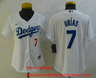 Women's Los Angeles Dodgers #7 Julio Urias White Stitched MLB Cool Base Nike Jersey